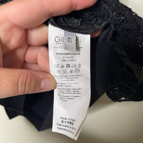 N.21 Short Sleeve Laced Pullover Blouse Black Womens 42 US 6 M - Picture 5 of 6